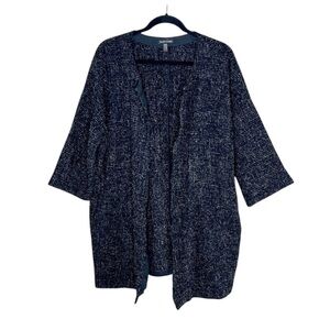 Eileen Fisher Briar Patch Black Wool open front 3/4 sleeve Jacket Blazer size XL